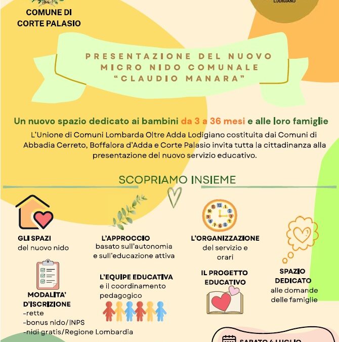 Nuova Acquisizione, vi presentiamo il Nuovo Micro Nido Comunale “Claudio Manara”